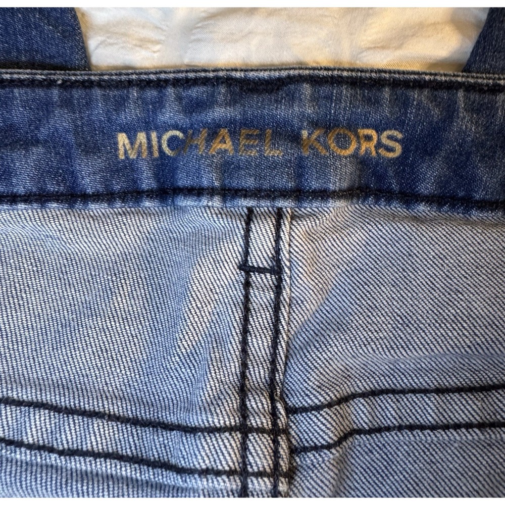 Michael Kors Izzy Dillon Stretch CropJean Fray Hem Stretch Denim Mid Rise Size 8 - Picture 8 of 12